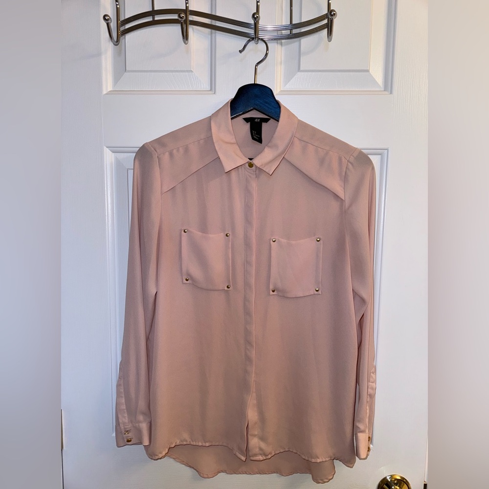 H&M Light Pink Button Down Shirt, Size 4